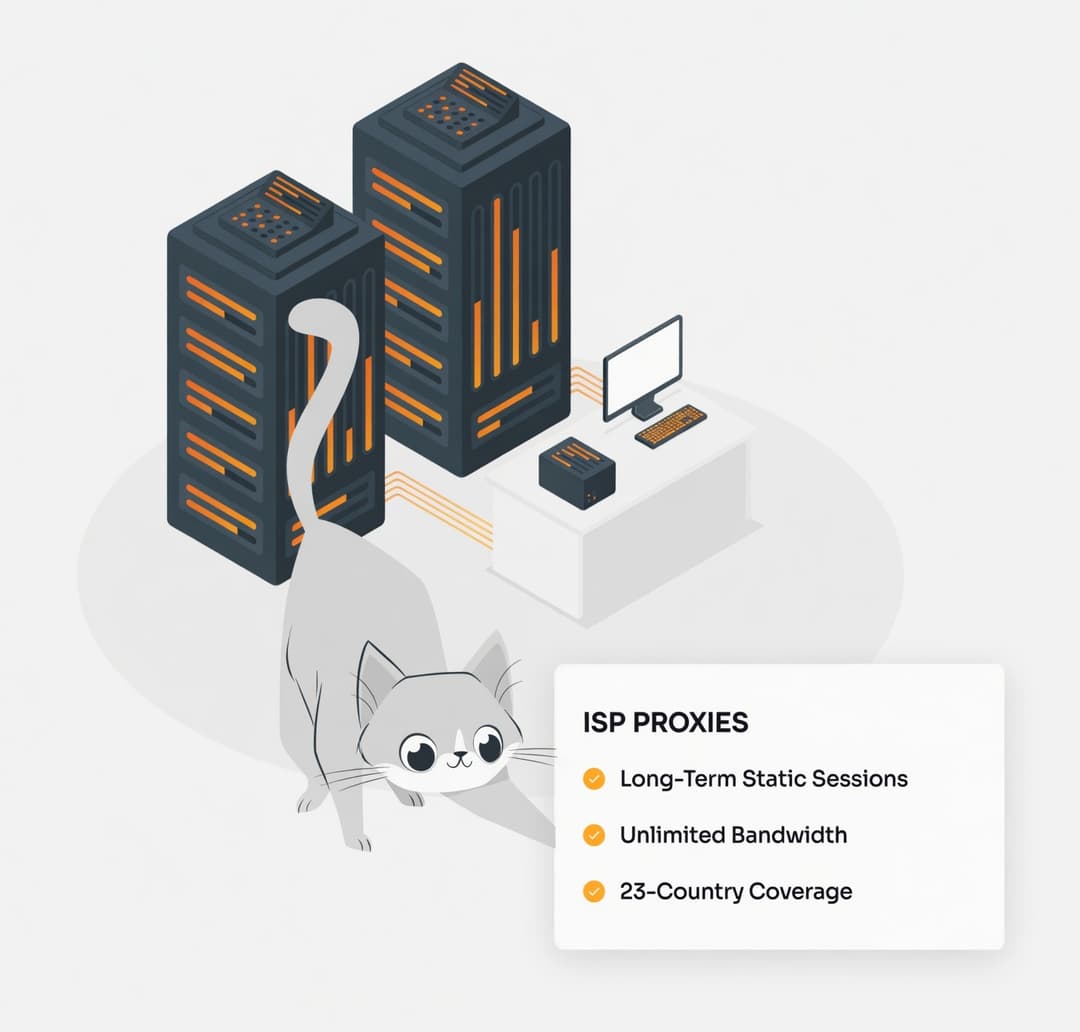 Static ISP proxy network illustration
